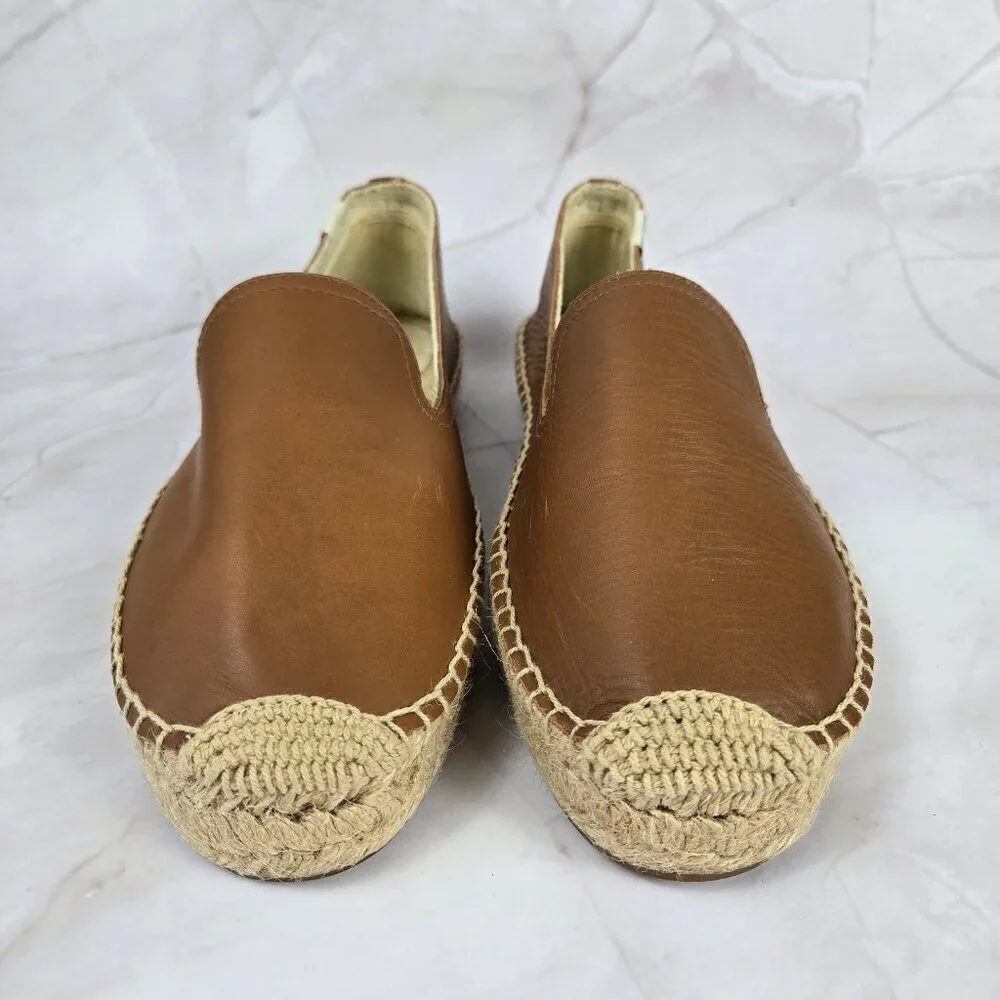 Soludos Size 8.5M Caramel Colored Slip On Loafer Espadrilles Leather Upper